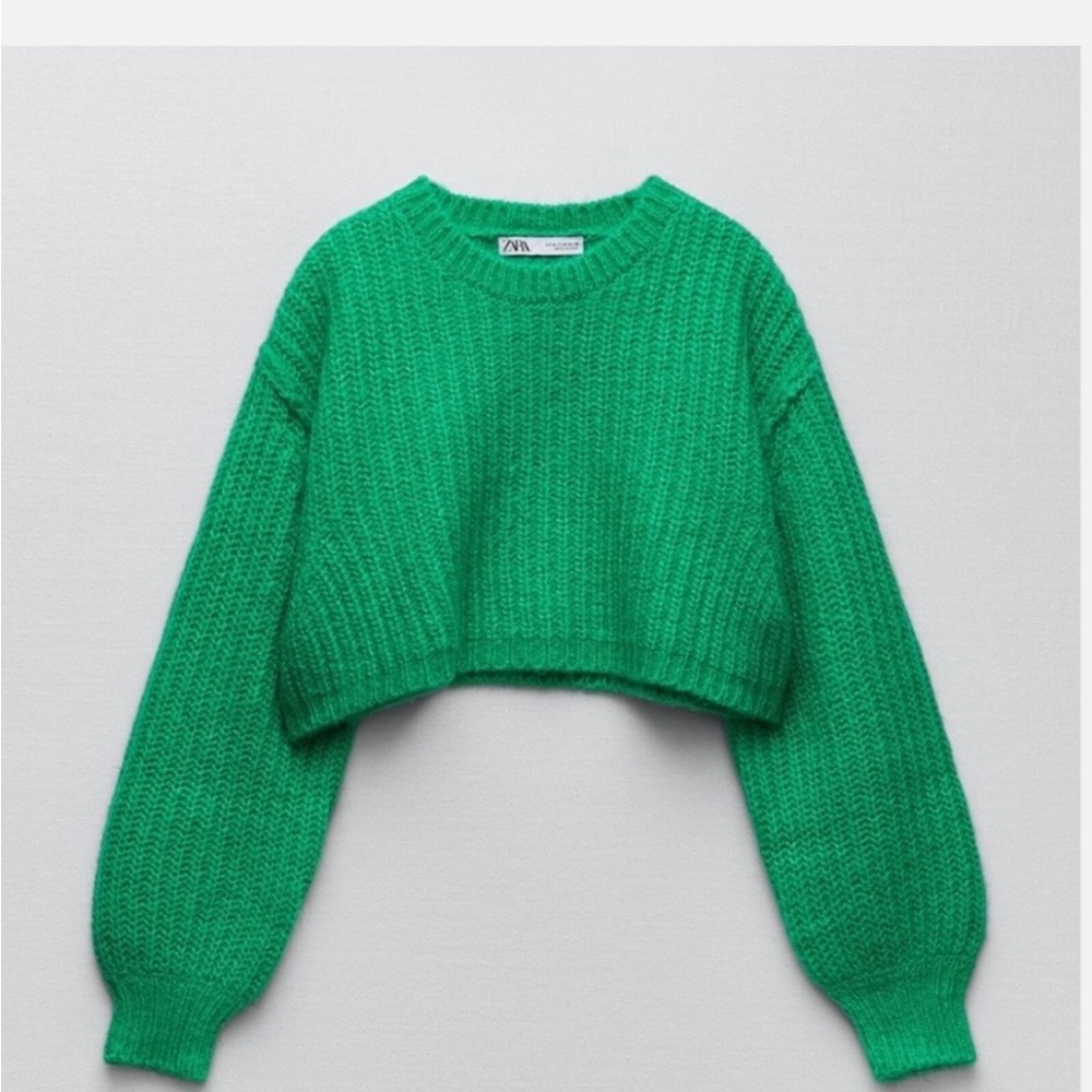 Zara Vibrant Green Cropped Sweater